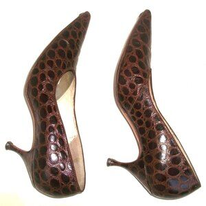 Vintage Early Sixties Pointy Brown Genuine Crocodile Pumps